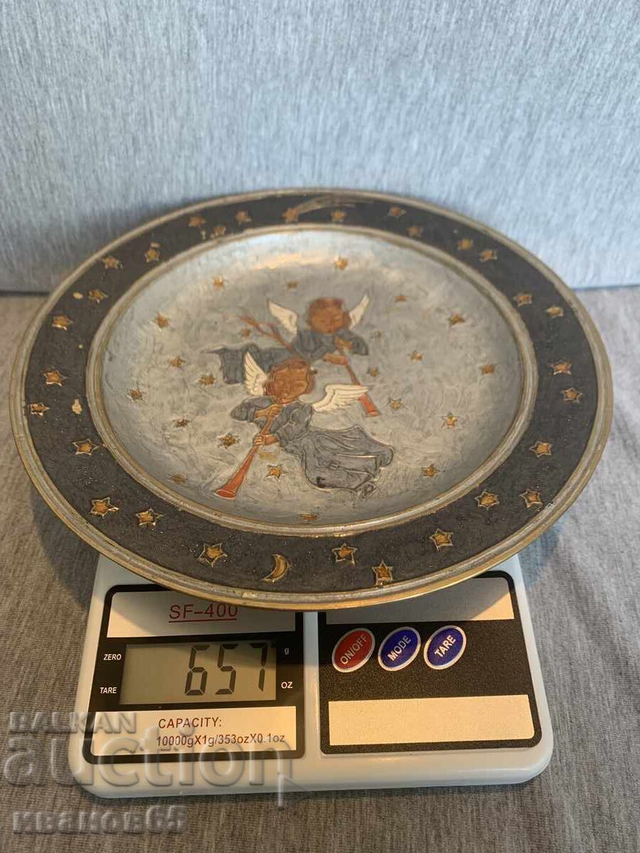 Farfurie de alamă de perete cu îngeri - 6