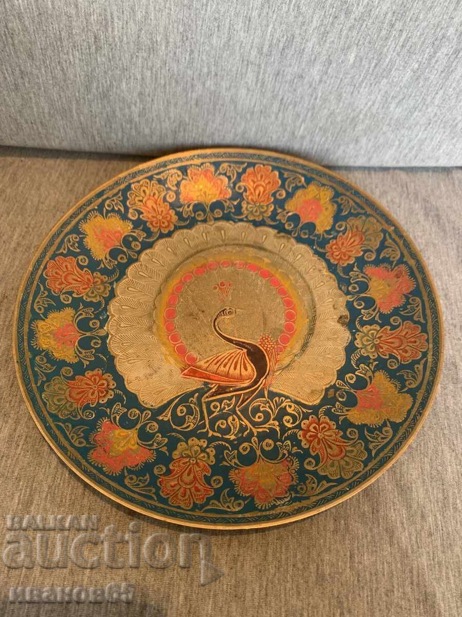 Аукцион Месингова чиния за стена с пауни