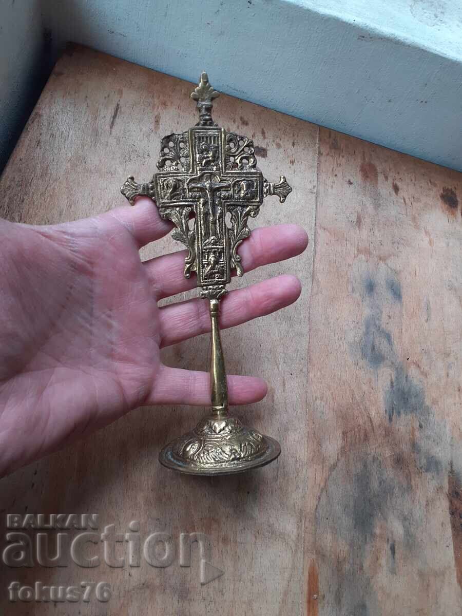 Ορθόδοξος μπρούτζινος επιτραπέζιος σταυρός εσταυρωμένος θρησκεία εικόνα με τιμή € 135.00 | 264.04 BGN