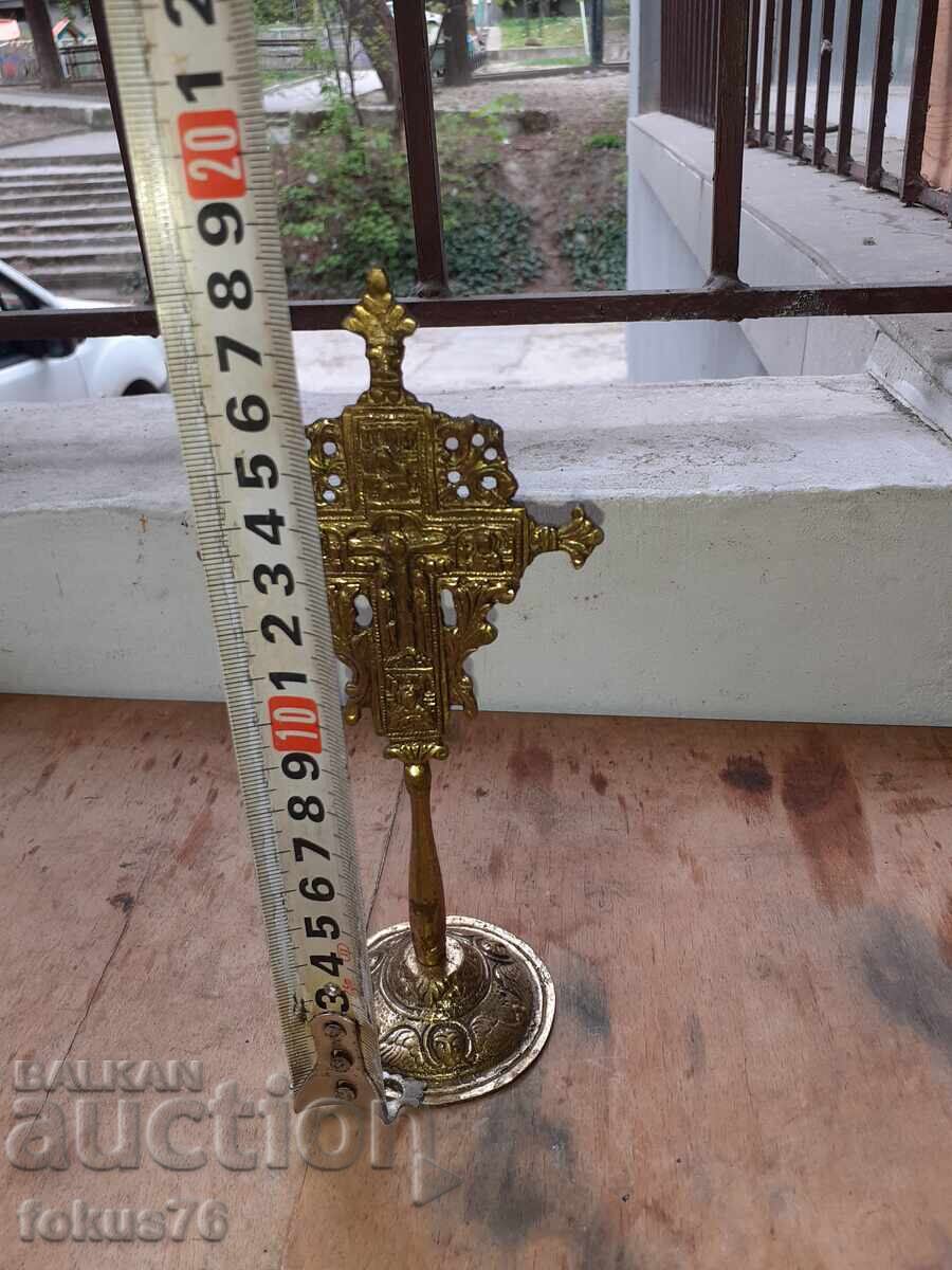 Ορθόδοξος μπρούτζινος επιτραπέζιος σταυρός εσταυρωμένος θρησκεία εικόνα - 5