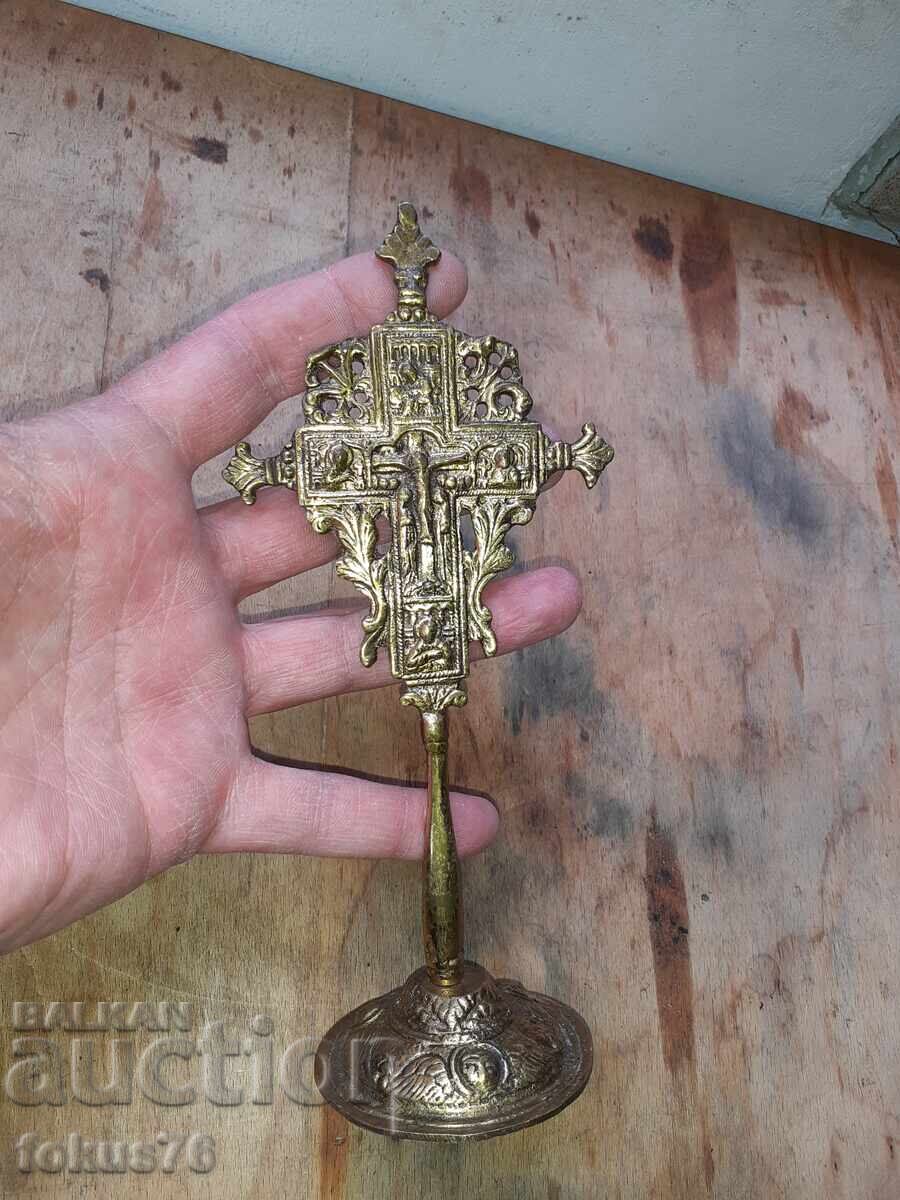 Ορθόδοξος μπρούτζινος επιτραπέζιος σταυρός εσταυρωμένος θρησκεία εικόνα - 7