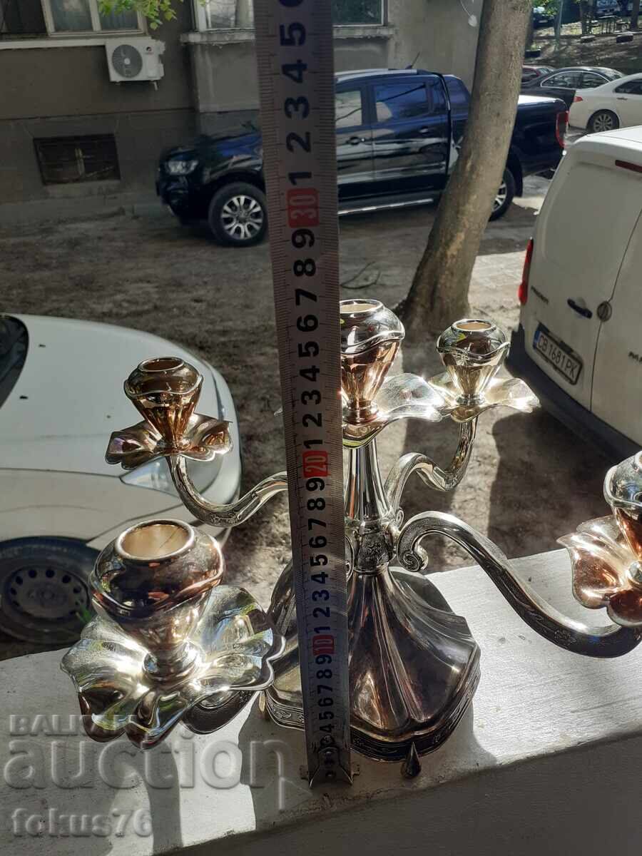 Страхотен модерен и изящен посребрен свещник - 6