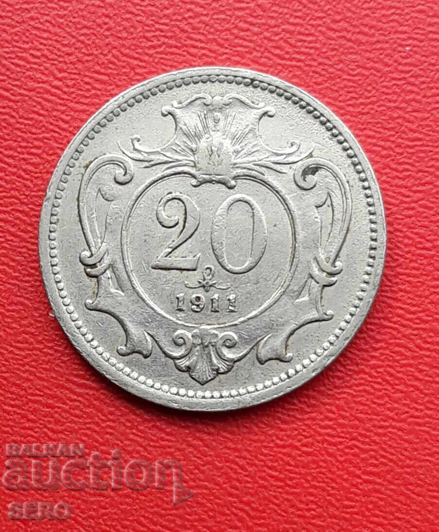 Austria-Hungary-20 Heller 1911