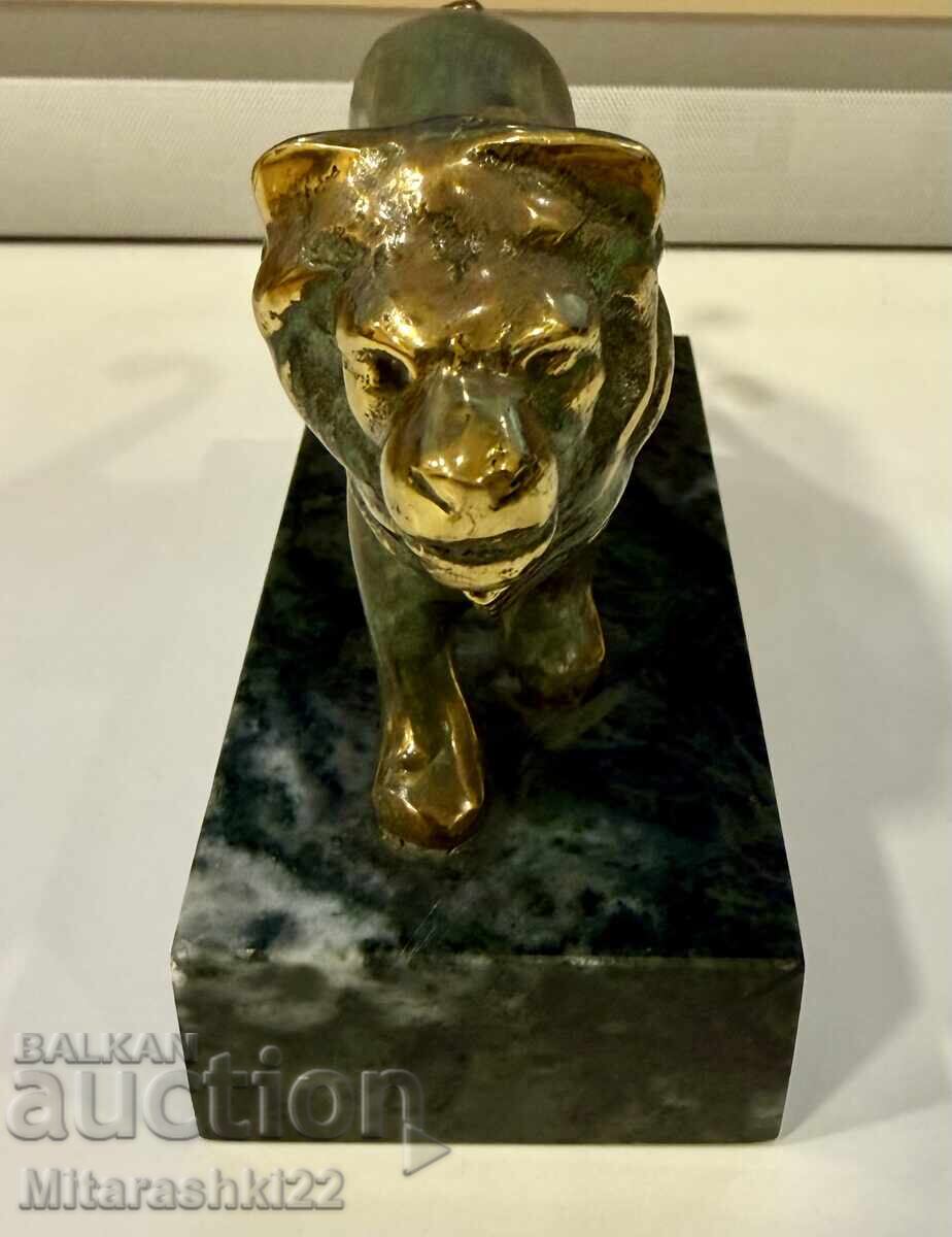 Licitație STATUETĂ DIN BRONZ, PLASTICĂ PE MARMURĂ "REGELE-LEU"