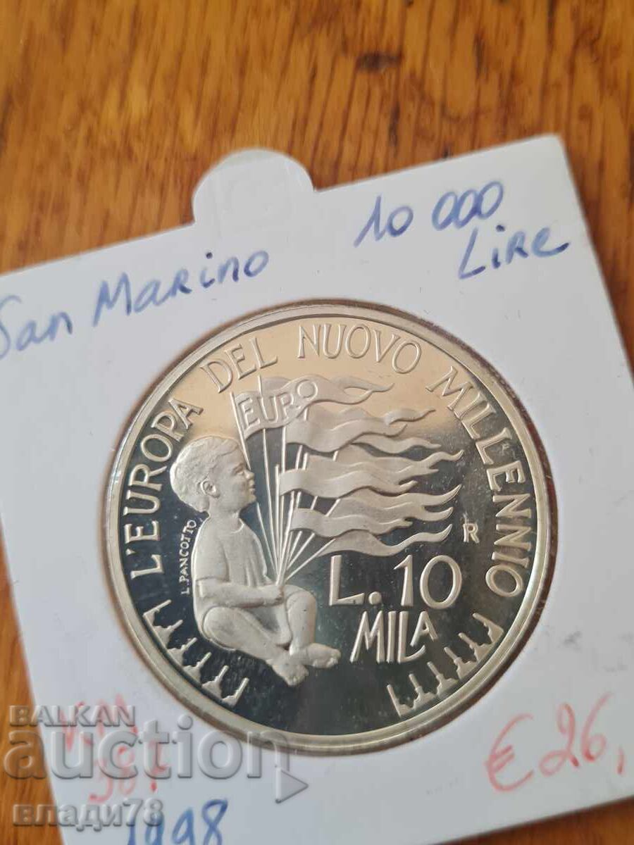 Ασημένιο νόμισμα 10000 λιρέτες 1998 με τιμή € 26.00 | 50.85 BGN