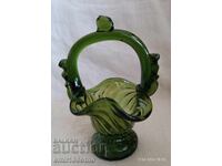 Μπομπονιέρα - καλάθι από μασίφ πολύχρωμο γυαλί χειροποίητο