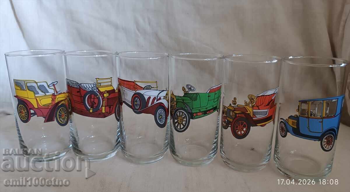 Set of 6 water or beer glasses with Retro Cars with price € 19.00 | 37.16 BGN