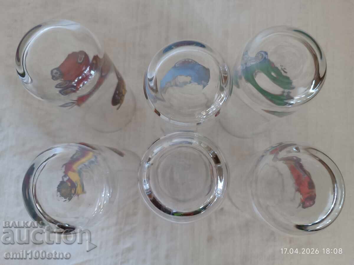Set of 6 water or beer glasses with Retro Cars - 6