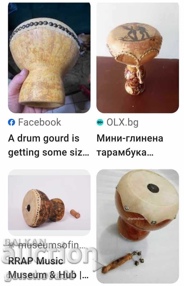 Instrument muzical tobă Bakchu, tamburină - lucrat manual - 7