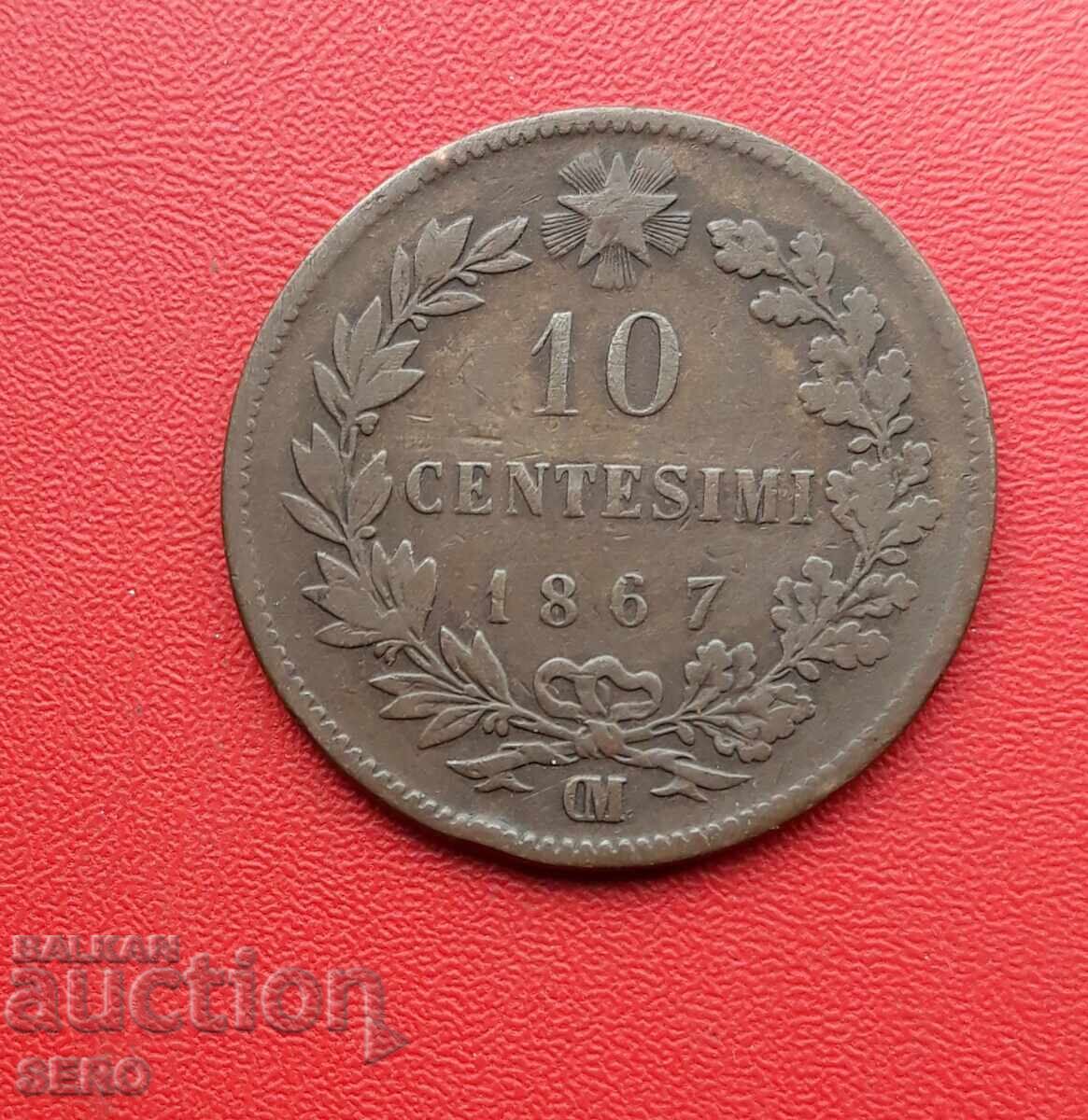 Italia-10 centesimi 1867 OM-Strasbourg