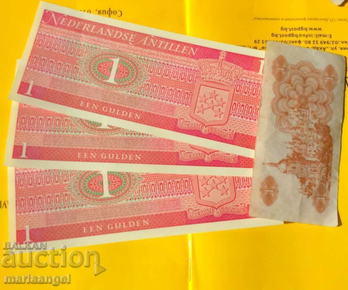 Delivery of Netherlands Antilles Banknotes 1970 UNC 3 pcs + 1 coupon Ukraine