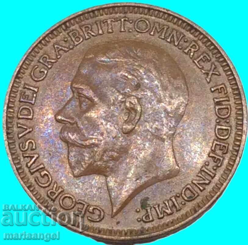 Marea Britanie 1 farthing 1927 regele Edward VII bronz - 5