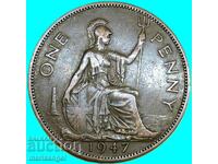 Marea Britanie 1 Penny 1947 George VI 30mm Bronz