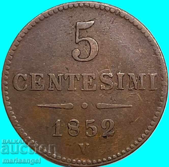Δημοπρασία Λομβαρδία Βενετία 5 centesimi 1852 V-Venice Αυστρία για Ιταλ