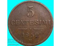 Lombardia Veneția 5 centesimi 1852 V-Veneția Austria pentru Ital