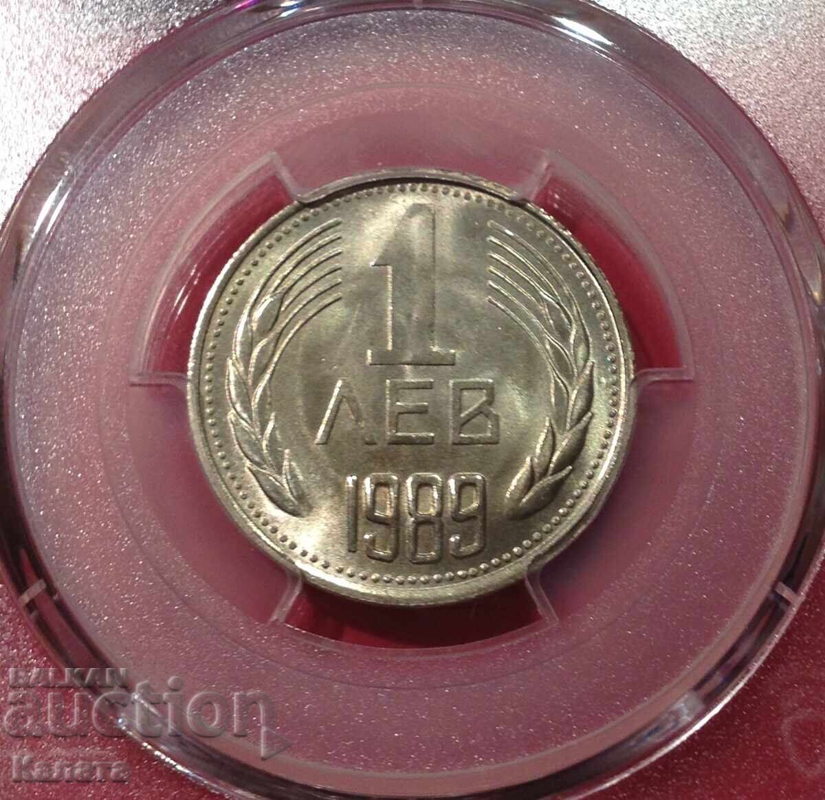 Licitație 1 lev 1989 MS66