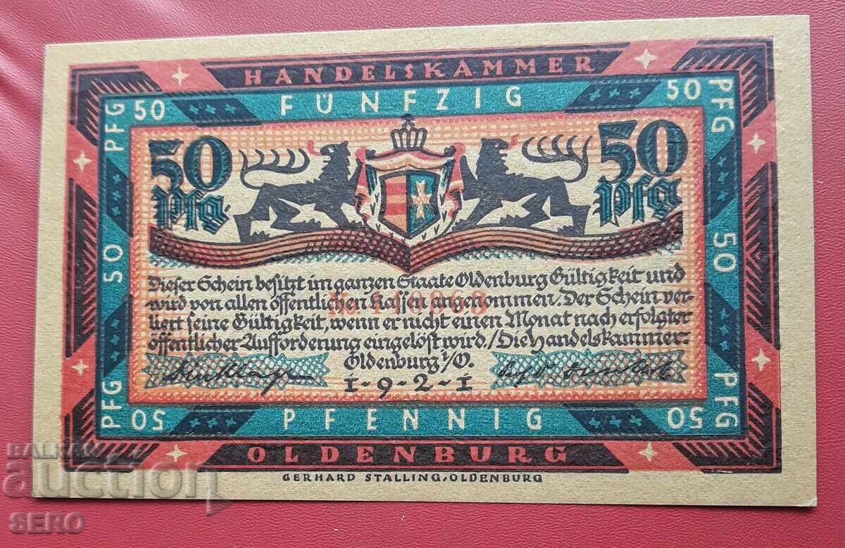 Bancnota-Germania-Saxonia-Oldenburg-50 Pfennig 1921