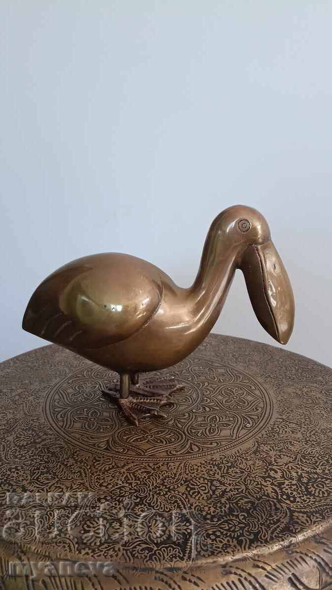 Vintage, brass pelican figurine from Korea - 5