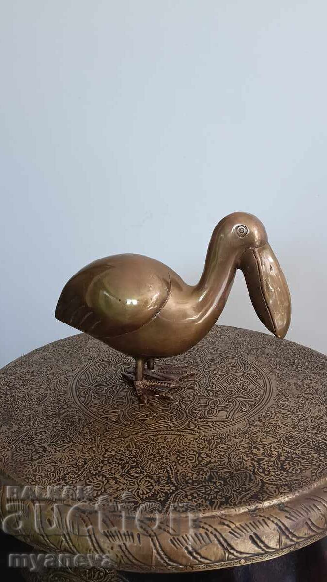 Vintage, brass pelican figurine from Korea