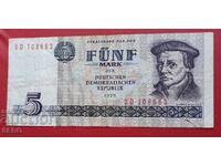 Банкнота-Германия-ГДР-5 марки 1975