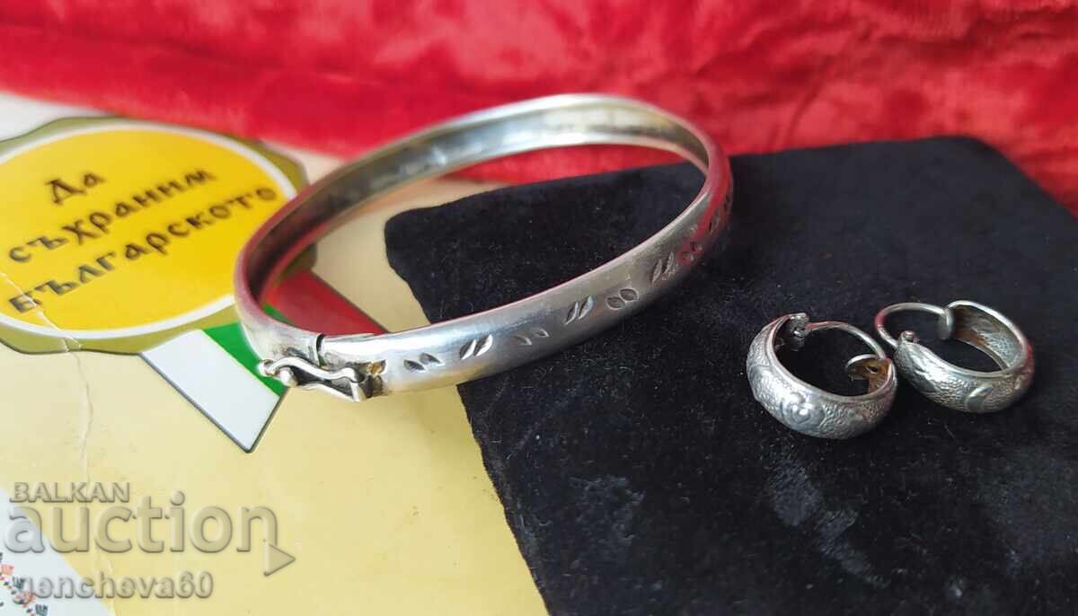 Revival-era children's silver bracelet and earrings