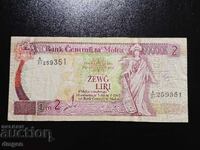 2 lire Malta 1989