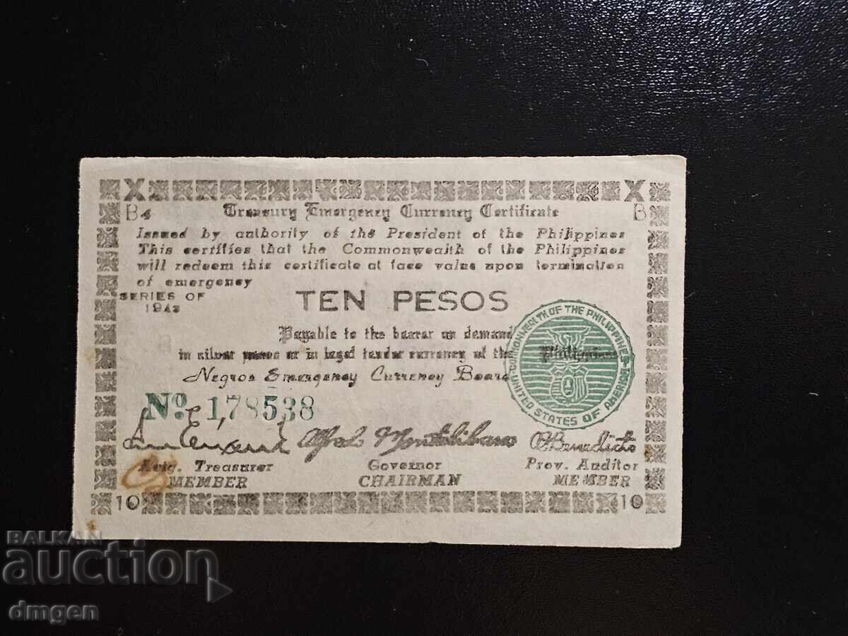 10 πέσο Φιλιππίνες 1942