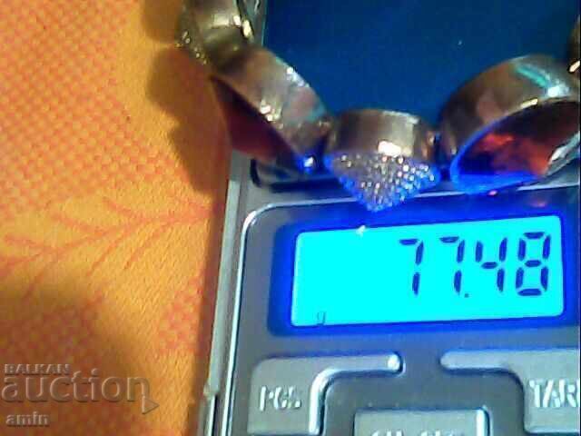 Old beautiful gilded silver bracelet with crystals - 6