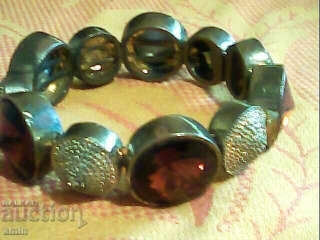 Old beautiful gilded silver bracelet with crystals