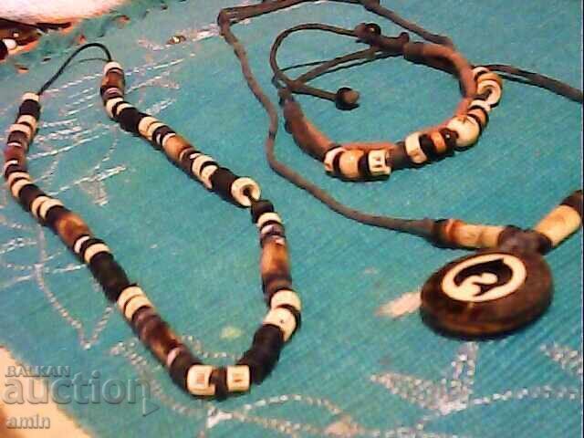 Old necklaces and bracelet made of natural stone