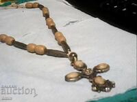 Παλιό ασημένιο κολιέ με σταυρό από φυσικά πετράδια