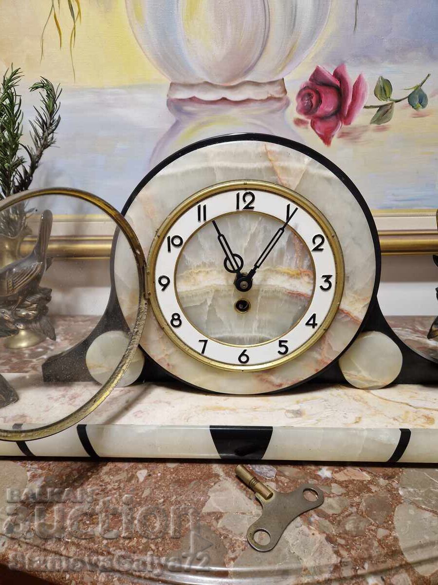 Frumos ceas de șemineu franțuzesc mare cu figurine - 5