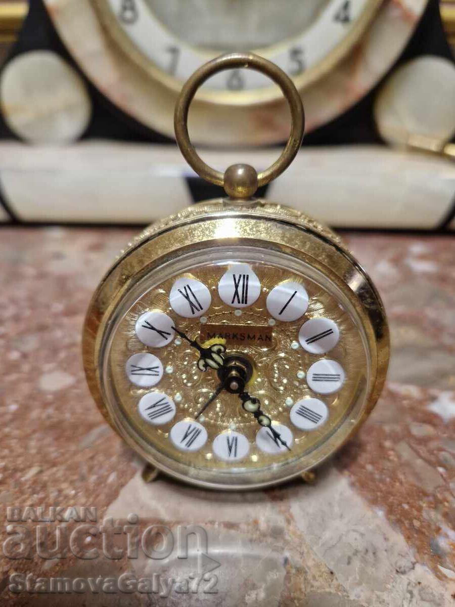 Аукцион Прекрасен антикварен немски бронзов будилник Marksman