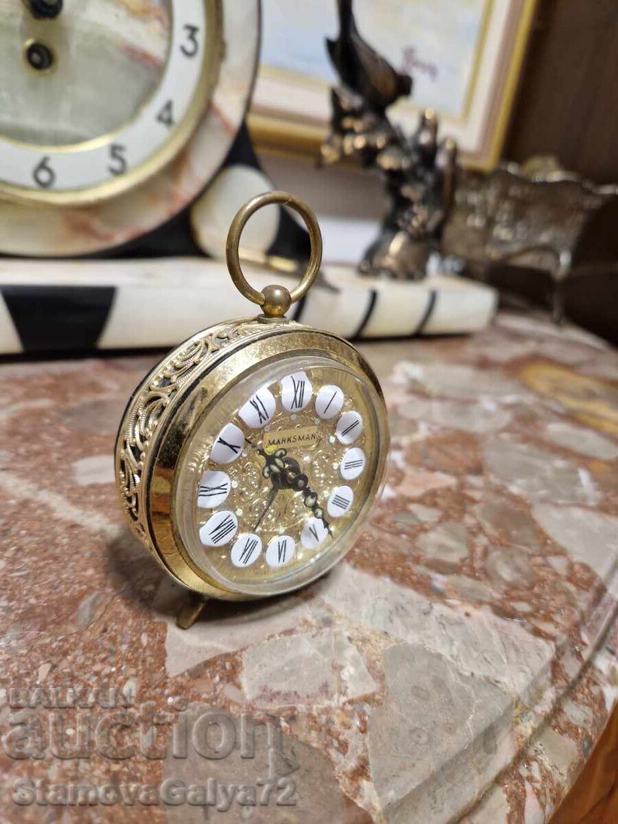 Доставка на Прекрасен антикварен немски бронзов будилник Marksman