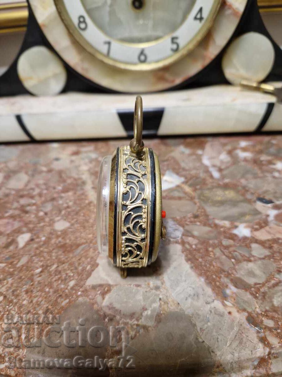 Прекрасен антикварен немски бронзов будилник Marksman - 6