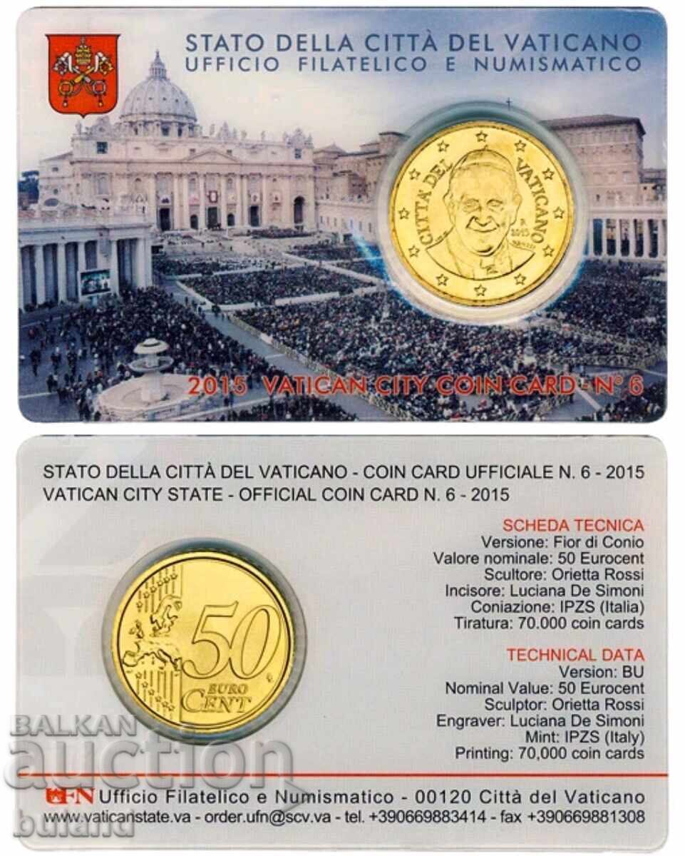 Vatican UNC Coincard 50 Euro Cent Coin 2015 Vatican Euro