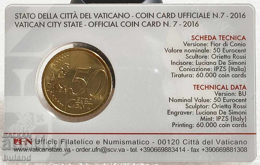 Vatican UNC Coincard 50 Euro Cent 2016 Vatican Euro Coin with price € 10.00 | 19.56 BGN