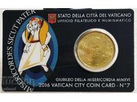 Vatican UNC Coincard Monedă Euro 50 Cenți 2016 Vatican Euro