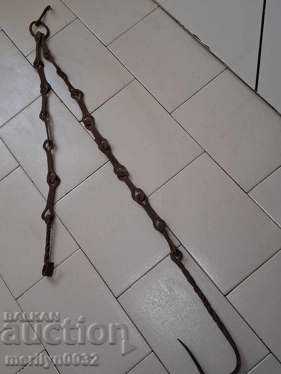 Old wrought iron chain with hook, hearth chain hook chain with price € 28.12 | 55.00 BGN