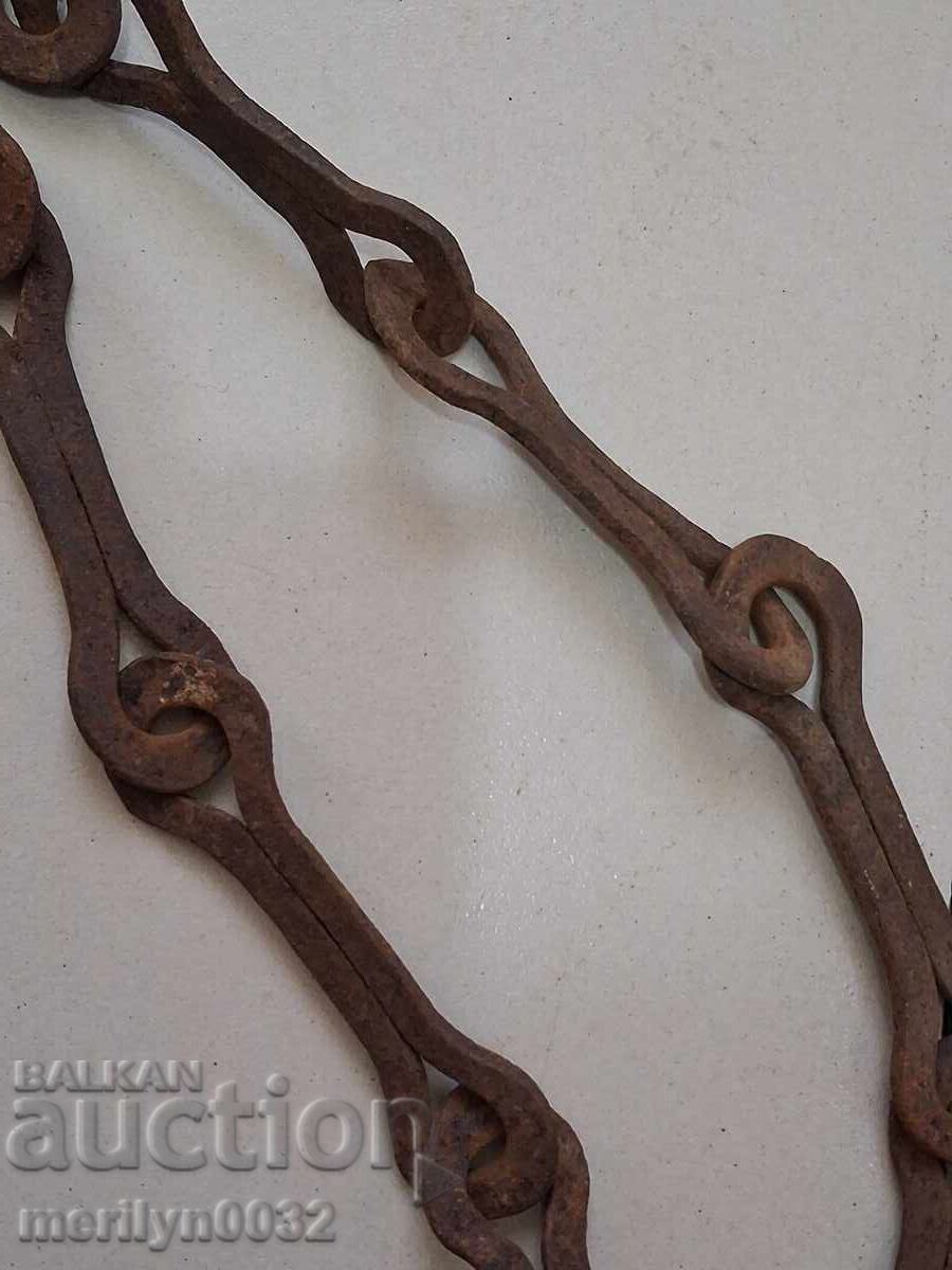 Delivery of Old wrought iron chain with hook, hearth chain hook chain