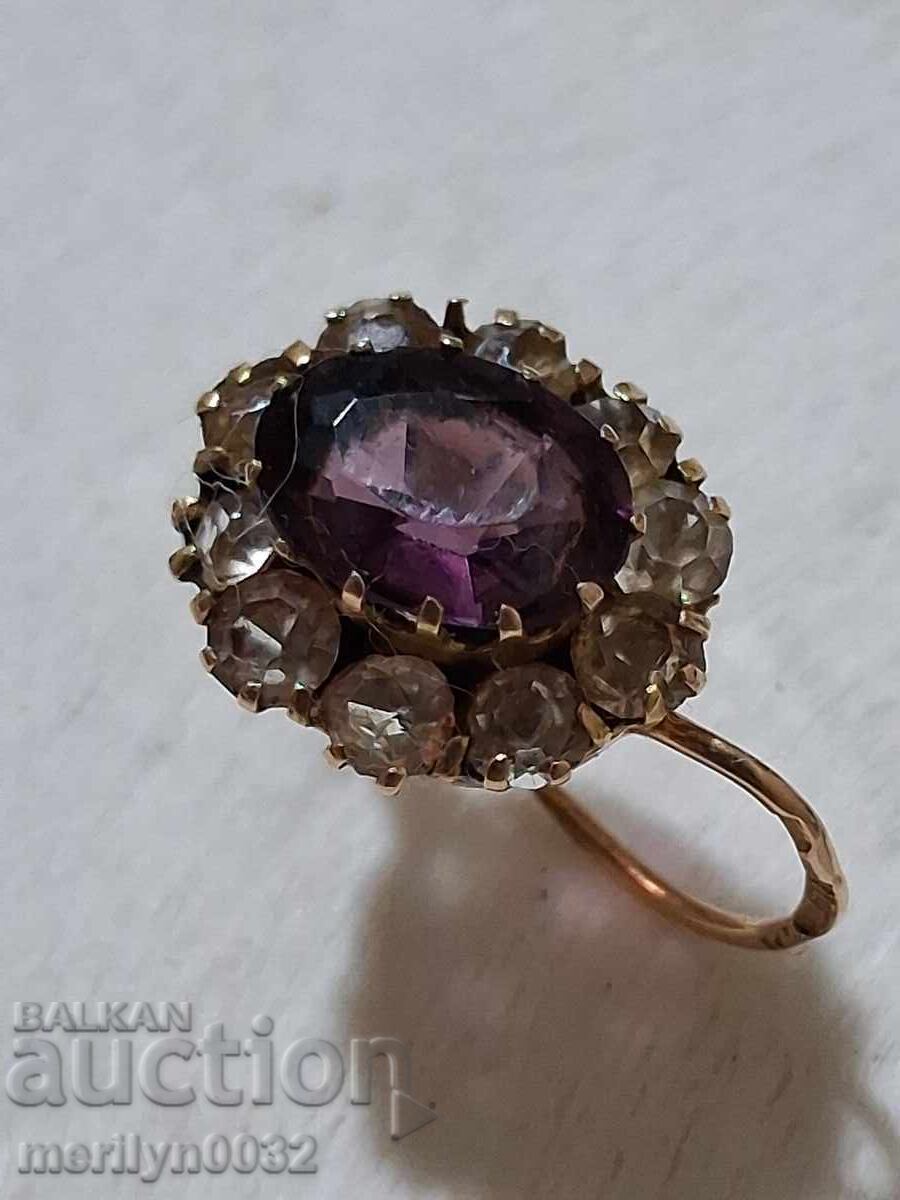 Златна обеца с аметист и печат 1.83 гр 14 к накит бижу с цена € 195.33 | 382.03 лв.