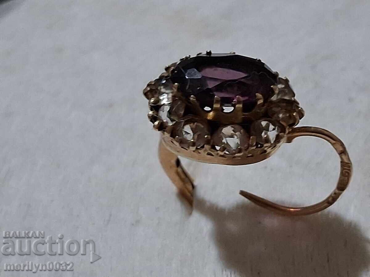 Аукцион Златна обеца с аметист и печат 1.83 гр 14 к накит бижу