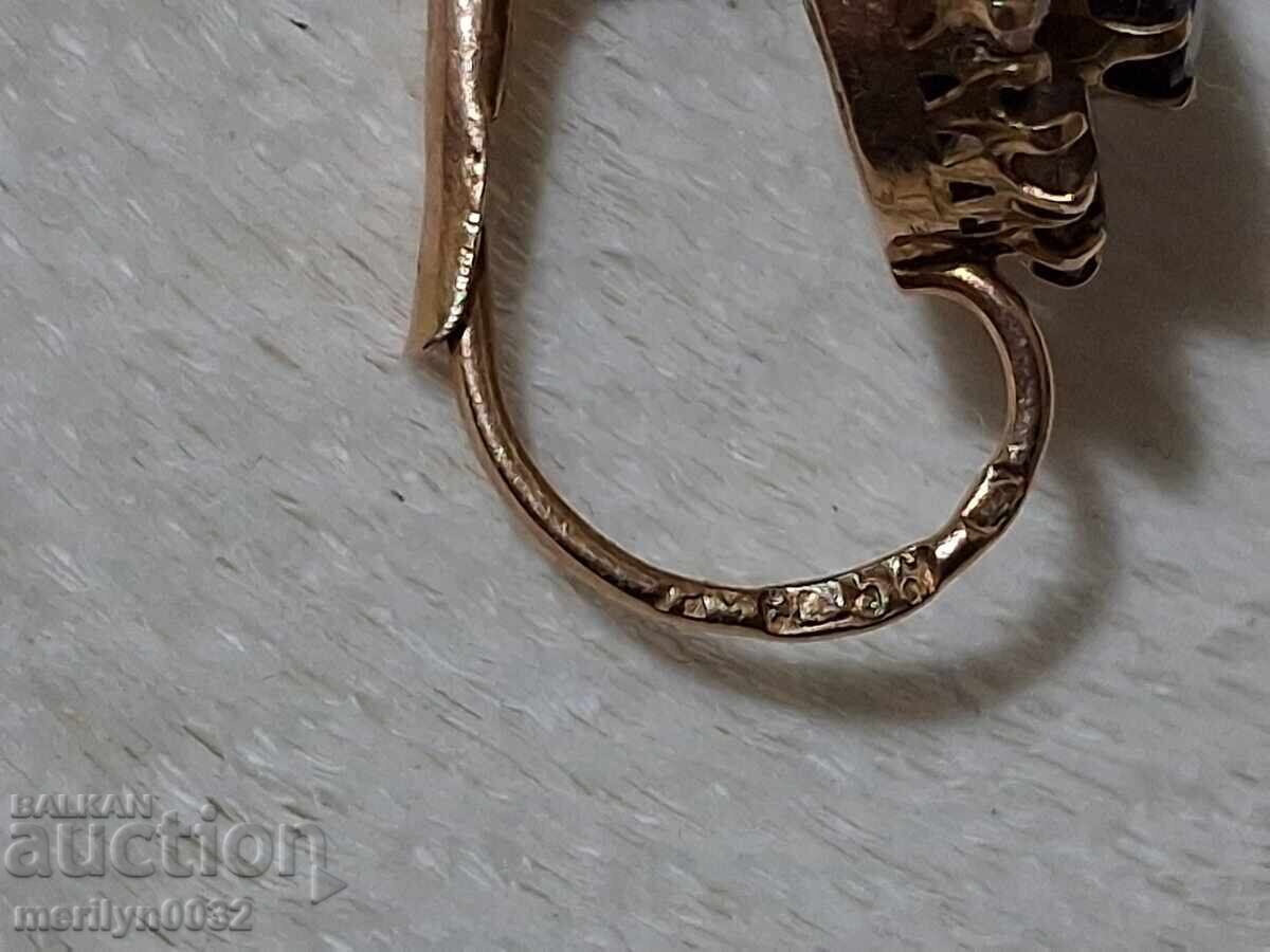 Доставка на Златна обеца с аметист и печат 1.83 гр 14 к накит бижу