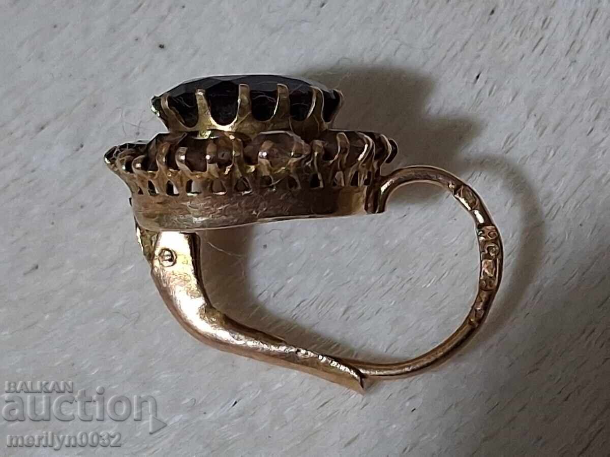 Златна обеца с аметист и печат 1.83 гр 14 к накит бижу - 6