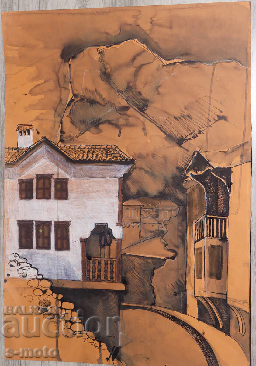 Pastel painting urban landscape with price € 90.00 | 176.03 BGN