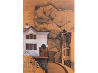 Картина пастел градски пейзаж