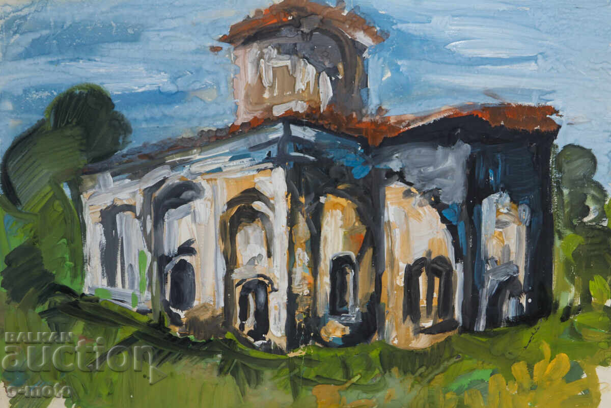 Картина темперни бои пейзаж параклис