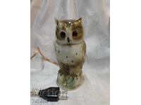 Lampă de masă retro din porțelan în formă de bufniță