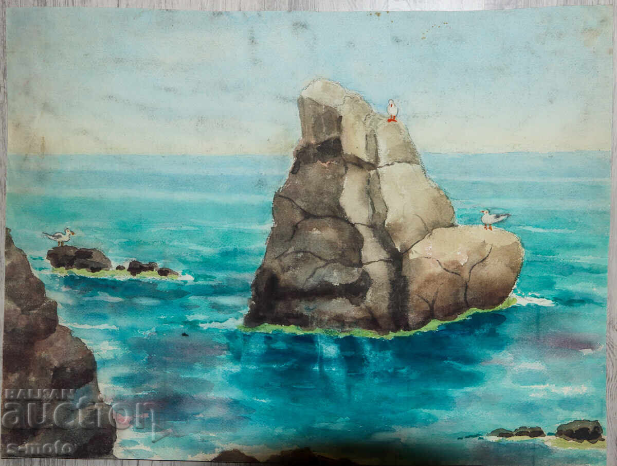 Παλιά ζωγραφική θαλασσογραφία ακουαρέλα με τιμή € 100.00 | 195.58 BGN