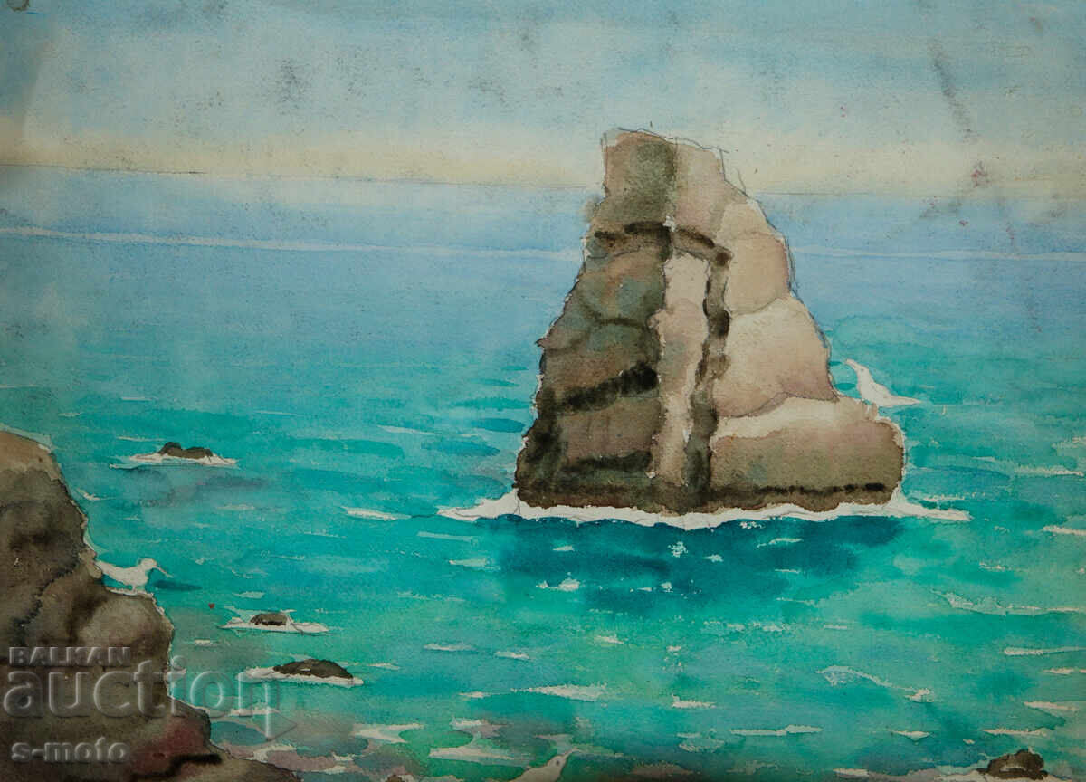 Аукцион Стара картина морски пейзаж акварел